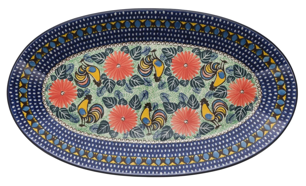 Platter, Oval, 17.5" in "Regal Roosters" by Ceramika Artystyczna | A200-U2617