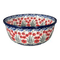 A picture of a Polish Pottery C.A. 7.75" Bowl (Red Aster) | A211-1435X as shown at PolishPotteryOutlet.com/products/7-75-bowl-red-aster-a211-1435x