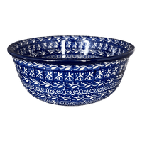 A picture of a Polish Pottery CA 7.75" Bowl (Wavy Blues) | A211-905X as shown at PolishPotteryOutlet.com/products/7-75-bowl-wavy-blues-a211-905x