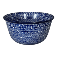 A picture of a Polish Pottery CA 12.5" Bowl (Wavy Blues) | A213-905X as shown at PolishPotteryOutlet.com/products/12-5-bowl-wavy-blues-a213-905x