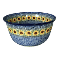 A picture of a Polish Pottery CA 12.5" Bowl (Sunflowers) | A213-U4739 as shown at PolishPotteryOutlet.com/products/12-5-bowl-sunflowers-a213-u4739