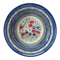 A picture of a Polish Pottery CA 12.5" Bowl (Perennial Bouquet) | A213-U4968 as shown at PolishPotteryOutlet.com/products/12-5-bowl-perennial-bouquet-a213-u4968