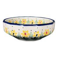 A picture of a Polish Pottery CA Multangular Bowl (Daffodils in Bloom) | A221-2122X as shown at PolishPotteryOutlet.com/products/5-multiangular-bowl-daffodils-in-bloom-a221-2122x