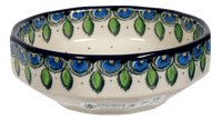 A picture of a Polish Pottery C.A. Multangular Bowl (Peacock Plume) | A221-2218X as shown at PolishPotteryOutlet.com/products/5-multiangular-bowl-2218x