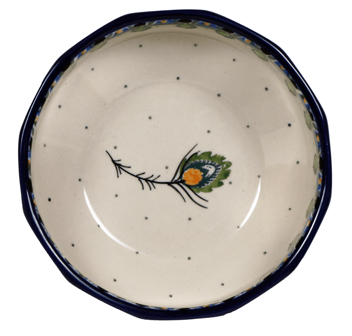 Bowl, Multiangular, 5" in "Peacock Plume" by Ceramika Artystyczna | A221-2218X