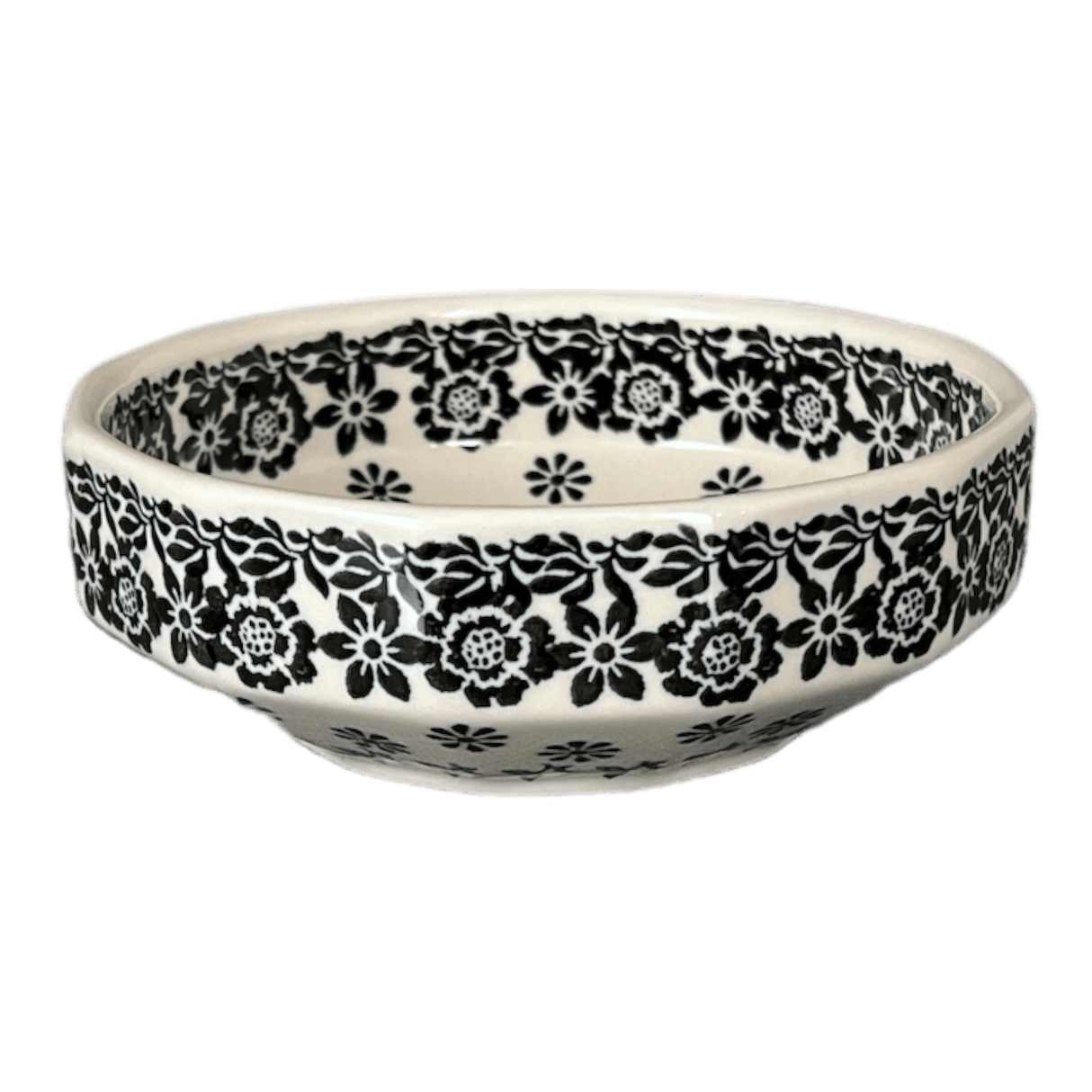 Bowl, Multiangular, 5" in "Black Bouquet" by Ceramika Artystyczna | A221-2314