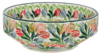A picture of a Polish Pottery C.A. Multangular Bowl (Tulip Burst) | A221-U4226 as shown at PolishPotteryOutlet.com/products/5-multiangular-bowl-tulip-burst