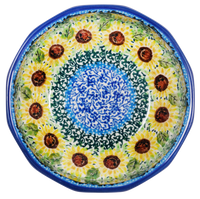 A picture of a Polish Pottery CA Multangular Bowl (Sunflowers) | A221-U4739 as shown at PolishPotteryOutlet.com/products/5-multiangular-bowl-sunflowers