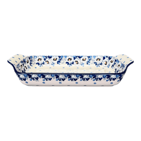 Polish Pottery CA Shallow Rectangular Baker (Snow White Anemone) | A280-2222X Additional Image at PolishPotteryOutlet.com