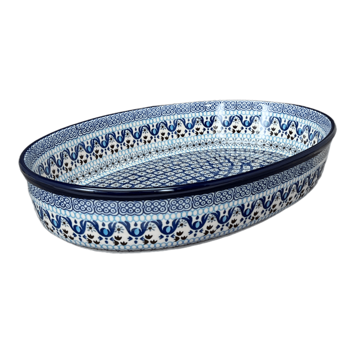 Baker, Oval, 13.75" x 9.25" in "Blue Ribbon" by Ceramika Artystyczna | A296-1026X