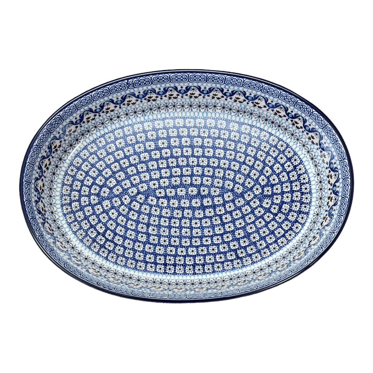 Baker, Oval, 13.75" x 9.25" in "Blue Ribbon" by Ceramika Artystyczna | A296-1026X