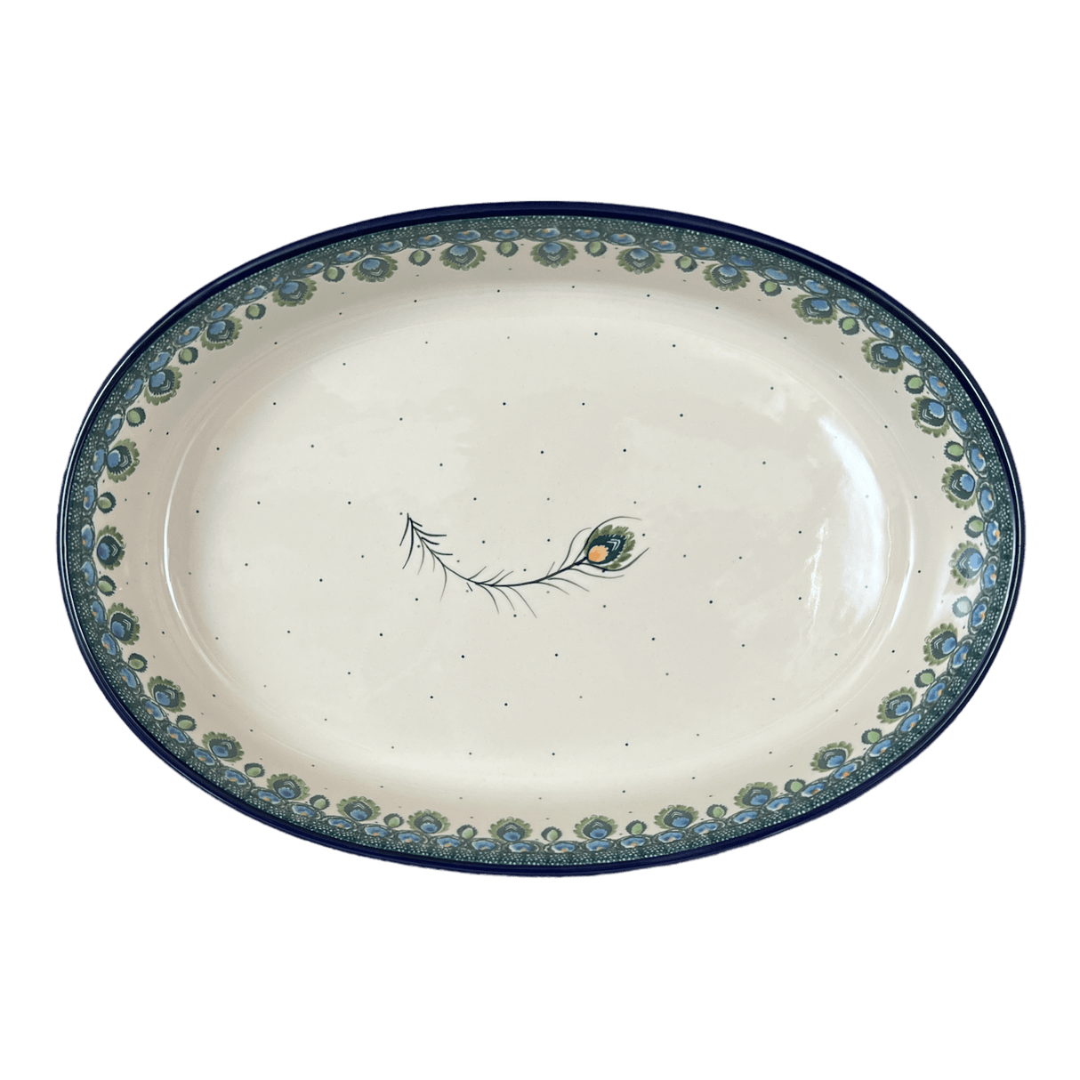 Baker, Oval, 13.75" x 9.25" in "Peacock Plume" by Ceramika Artystyczna | A296-2218X