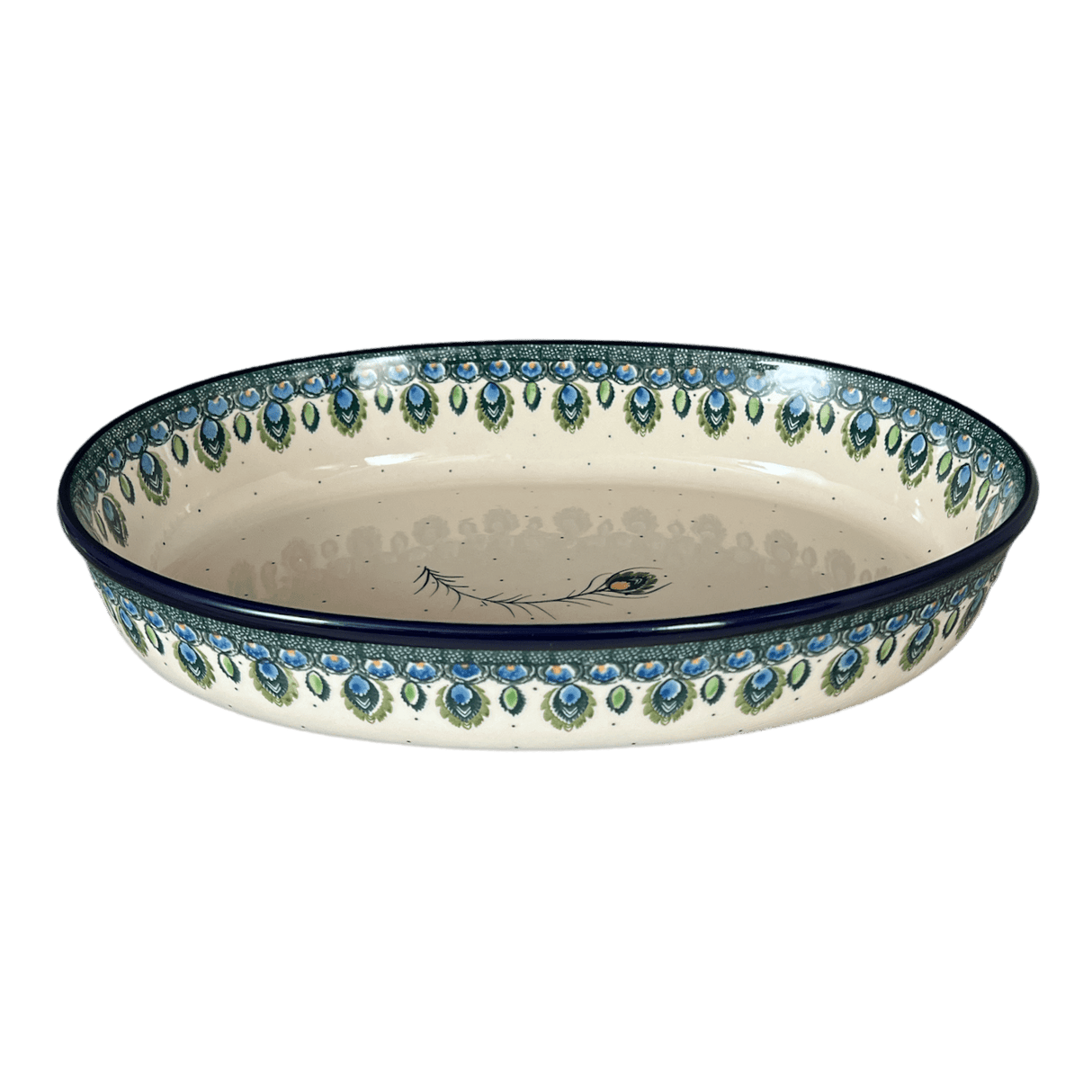 Baker, Oval, 13.75" x 9.25" in "Peacock Plume" by Ceramika Artystyczna | A296-2218X