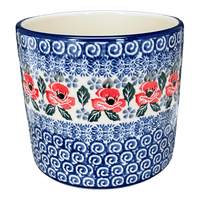 A picture of a Polish Pottery CA 4.75" Flower Pot (Rosie's Garden) | A361-1490X as shown at PolishPotteryOutlet.com/products/4-75-flower-pot-rosies-garden-a361-1490x