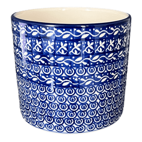 Polish Pottery C.A. 4.75" Flower Pot (Wavy Blues) | A361-905X Additional Image at PolishPotteryOutlet.com