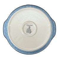 A picture of a Polish Pottery Round Baker with Handles (Aztec Blues) | A417-U4428 as shown at PolishPotteryOutlet.com/products/round-baker-with-handles-aztec-blues-a417-u4428
