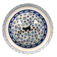 A picture of a Polish Pottery Large Dog Bowl (Cat Tracks) | A525-1771 as shown at PolishPotteryOutlet.com/products/large-dog-bowl-cat-tracks
