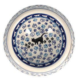 Polish Pottery Large Dog Bowl (Cat Tracks) | A525-1771 Additional Image at PolishPotteryOutlet.com