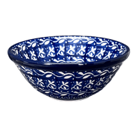 A picture of a Polish Pottery 4.75" Bowl (Wavy Blues) | A556-905X as shown at PolishPotteryOutlet.com/products/4-75-bowl-wavy-blues-a556-905x