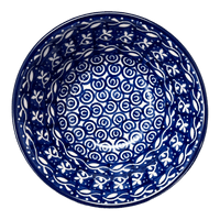 A picture of a Polish Pottery CA 4.75" Bowl (Wavy Blues) | A556-905X as shown at PolishPotteryOutlet.com/products/4-75-bowl-wavy-blues-a556-905x