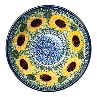 A picture of a Polish Pottery CA 4.75" Bowl (Sunflowers) | A556-U4739 as shown at PolishPotteryOutlet.com/products/4-75-bowl-sunflowers-a556-u4739