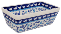 A picture of a Polish Pottery CA 8" x 5" Bread Baker (Cat Tracks) | A603-1771 as shown at PolishPotteryOutlet.com/products/bread-baker-1771