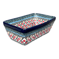 A picture of a Polish Pottery CA 8" x 5" Bread Baker (Garden Trellis) | A603-U2123 as shown at PolishPotteryOutlet.com/products/bread-baker-garden-trellis-a603-u2123