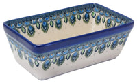 A picture of a Polish Pottery CA 8" x 5" Bread Baker (Peacock Plume) | A603-2218X as shown at PolishPotteryOutlet.com/products/bread-baker-2218x-03