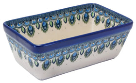 Polish Pottery CA 8" x 5" Bread Baker (Peacock Plume) | A603-2218X Additional Image at PolishPotteryOutlet.com
