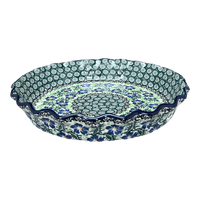 A picture of a Polish Pottery 10" Quiche/Pie Dish (Clematis) | A636-1538X as shown at PolishPotteryOutlet.com/products/10-quiche-pie-dish-clematis-a636-1538x