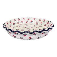 A picture of a Polish Pottery 10" Quiche/Pie Dish (Flower Girl) | A636-1661X as shown at PolishPotteryOutlet.com/products/10-quiche-pie-dish-flower-girl-a636-1661x