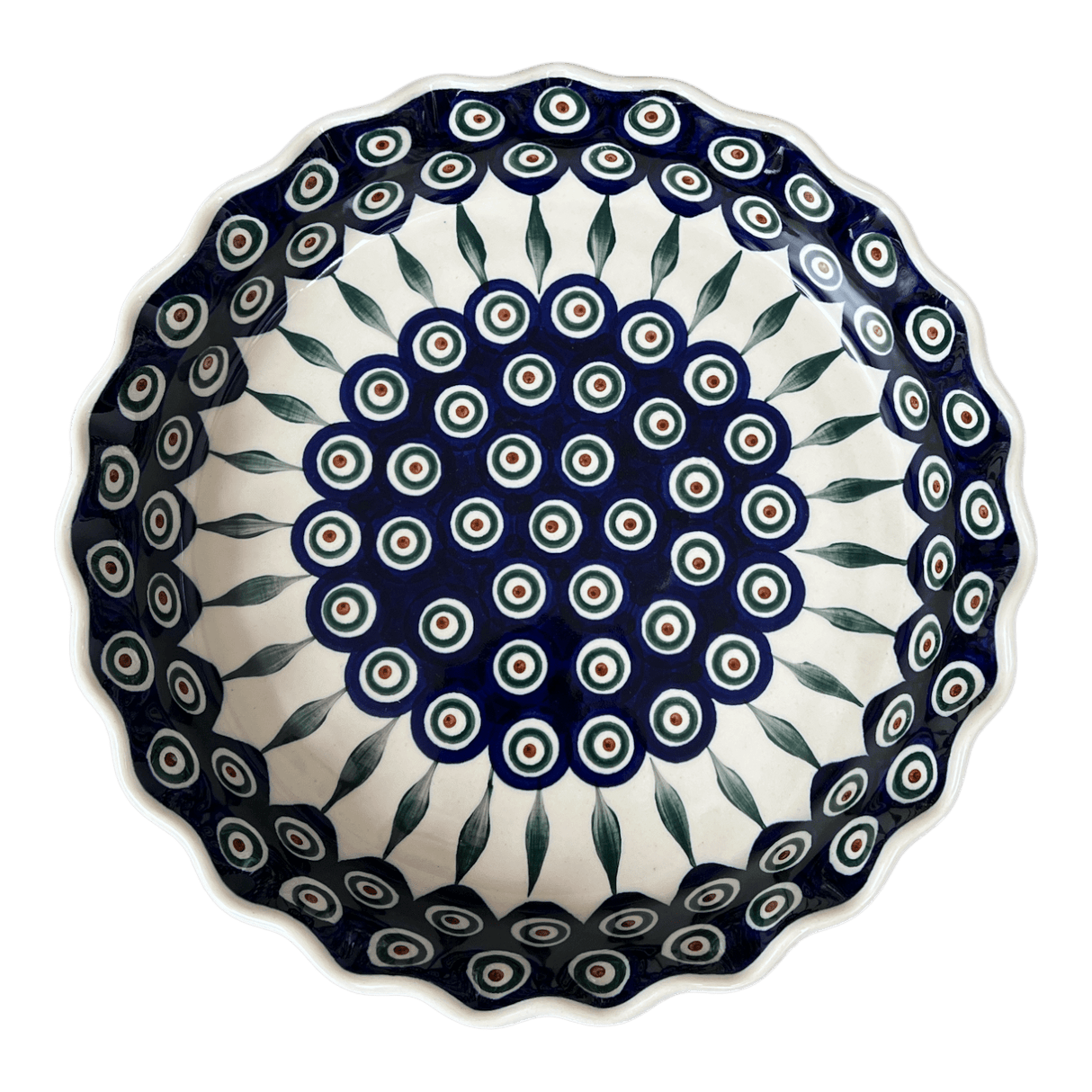 Quiche/Pie Dish, 10" in "Peacock" by Ceramika Artystyczna | A636-54