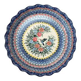 Polish Pottery CA 10" Quiche/Pie Dish (Hummingbird Bouquet) | A636-U3357 Additional Image at PolishPotteryOutlet.com