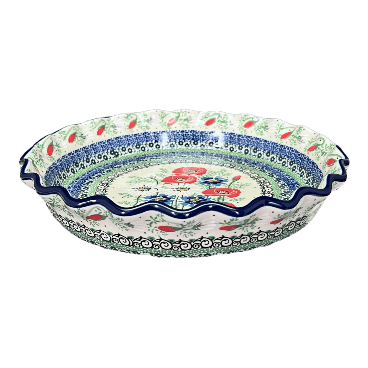 Quiche/Pie Dish, 10" in "Perennial Bouquet" by Ceramika Artystyczna | A636-U4968