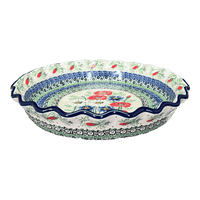 A picture of a Polish Pottery CA 10" Quiche/Pie Dish (Perennial Bouquet) | A636-U4968 as shown at PolishPotteryOutlet.com/products/10-quiche-pie-dish-perennial-bouquet-a636-u4968