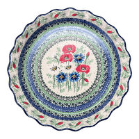 A picture of a Polish Pottery 10" Quiche/Pie Dish (Perennial Bouquet) | A636-U4968 as shown at PolishPotteryOutlet.com/products/10-quiche-pie-dish-perennial-bouquet-a636-u4968