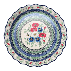Polish Pottery CA 10" Quiche/Pie Dish (Perennial Bouquet) | A636-U4968 Additional Image at PolishPotteryOutlet.com