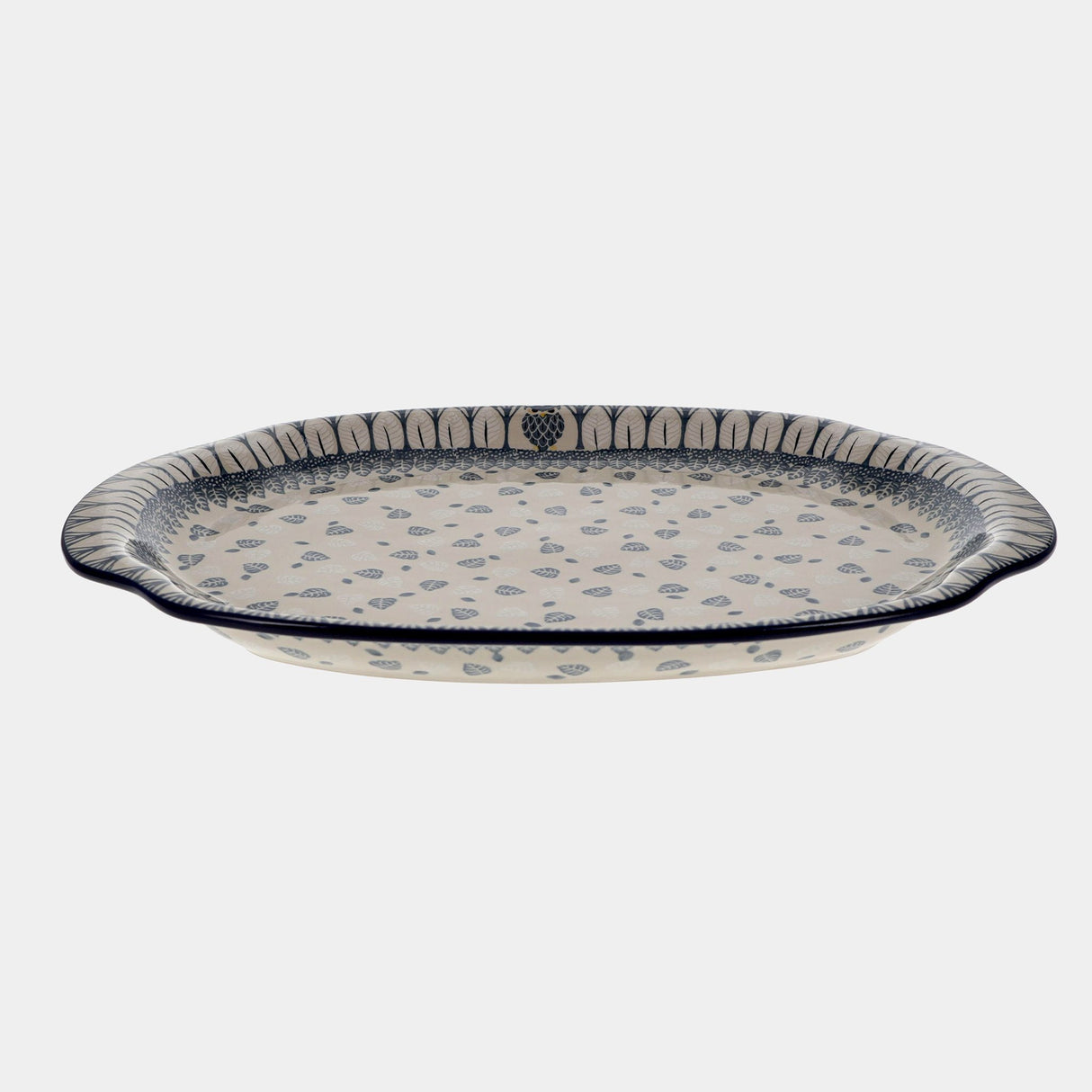 Tray, Oval, Handles, 10.75" x 15.25" in "Lone Owl" by Ceramika Artystyczna | A684-U4872