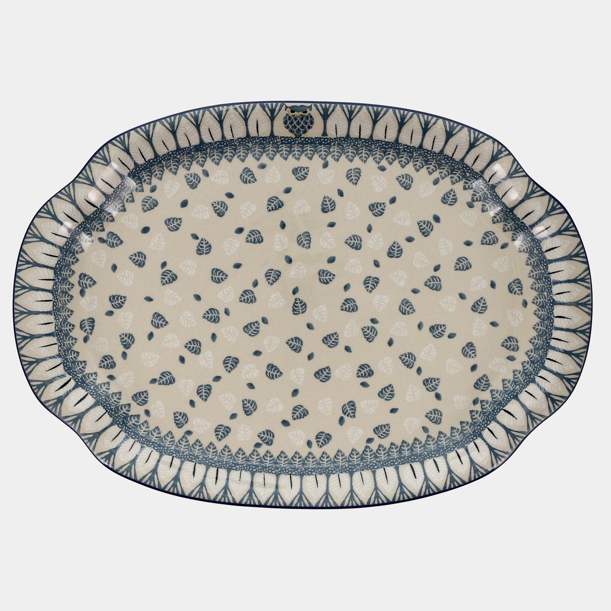 Tray, Oval, Handles, 10.75" x 15.25" in "Lone Owl" by Ceramika Artystyczna | A684-U4872