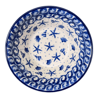 A picture of a Polish Pottery Ridged 5.5" Bowl (Walk on the Beach) | A696-1016X as shown at PolishPotteryOutlet.com/products/5-5-bowl-walk-on-the-beach-a696-1016x