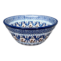 A picture of a Polish Pottery Ridged 5.5" Bowl (Blue Ribbon) | A696-1026X as shown at PolishPotteryOutlet.com/products/ridged-5-5-bowl-blue-ribbon-a696-1026x