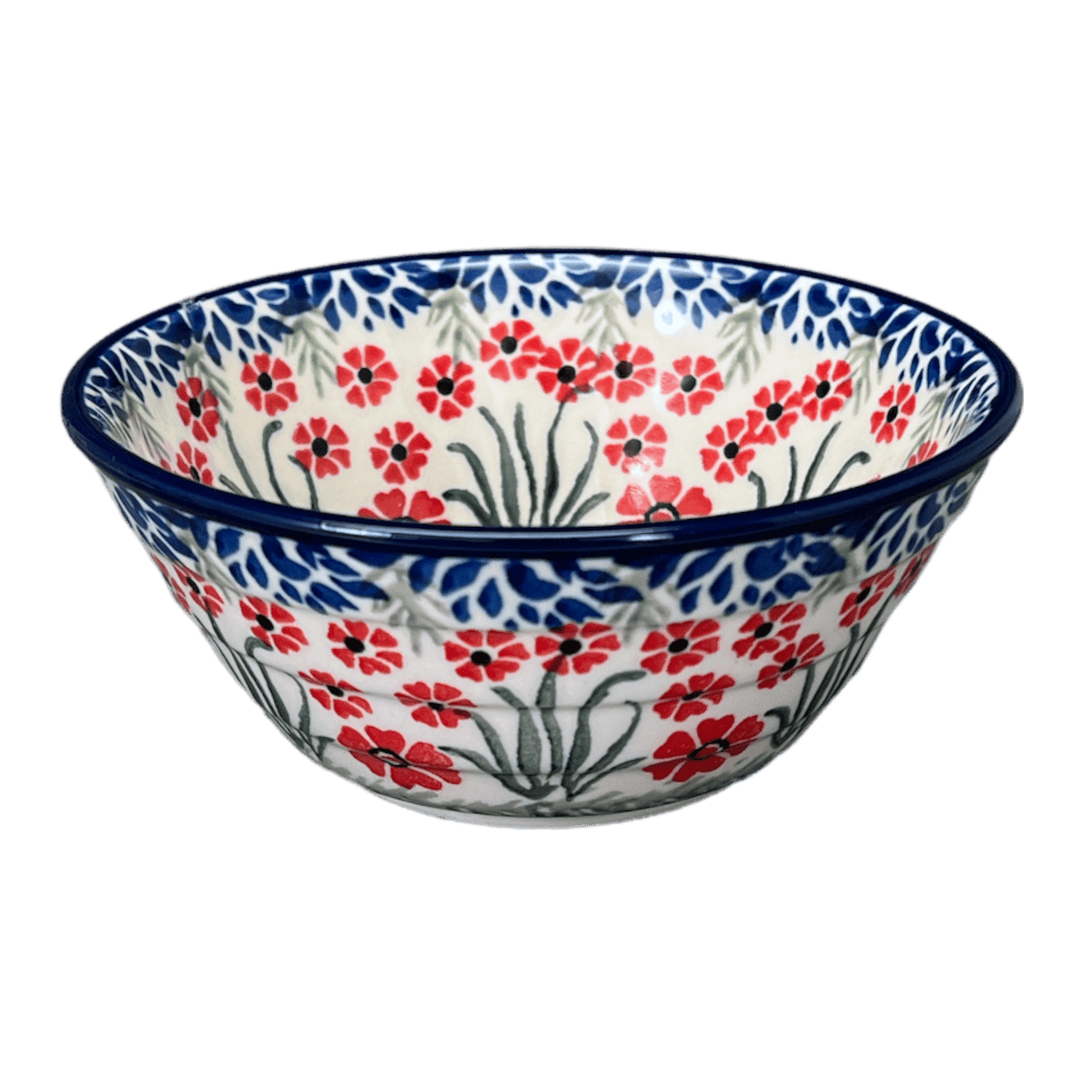 Bowl, Round, Ridged, 5.5" in "Red Aster" by Ceramika Artystyczna | A696-1435X