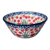 Polish Pottery Ridged 5.5" Bowl (Red Aster) | A696-1435X at PolishPotteryOutlet.com