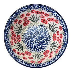 Polish Pottery Ridged 5.5" Bowl (Red Aster) | A696-1435X Additional Image at PolishPotteryOutlet.com
