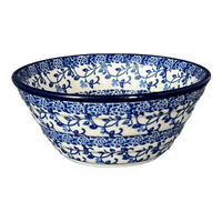A picture of a Polish Pottery Ridged 5.5" Bowl (Blue Vines) | A696-1824X as shown at PolishPotteryOutlet.com/products/ridged-5-5-bowl-blue-vines-a696-1824x