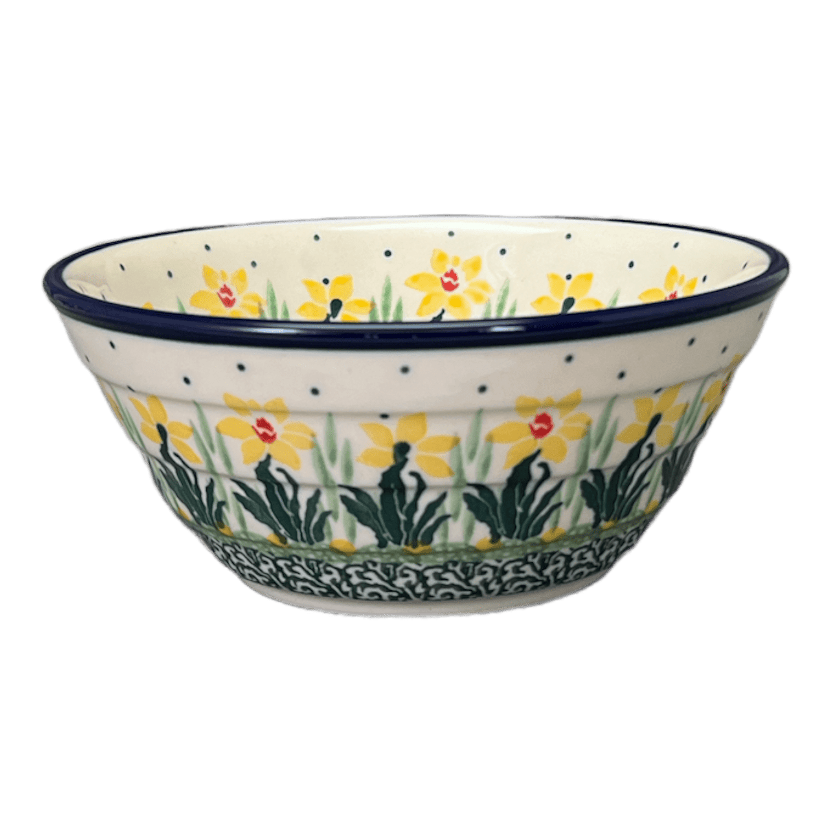 Bowl, Round, Ridged, 5.5" in "Daffodils in Bloom" by Ceramika Artystyczna | A696-2122X