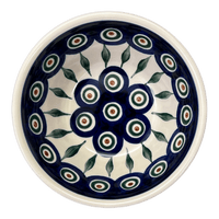 A picture of a Polish Pottery Ridged 5.5" Bowl (Peacock) | A696-54 as shown at PolishPotteryOutlet.com/products/ridged-5-5-bowl-peacock-a696-54