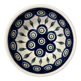 Polish Pottery Ridged 5.5" Bowl (Peacock) | A696-54 Additional Image at PolishPotteryOutlet.com