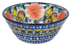 Polish Pottery Ridged 5.5" Bowl (Regal Roosters) | A696-U2617 Additional Image at PolishPotteryOutlet.com