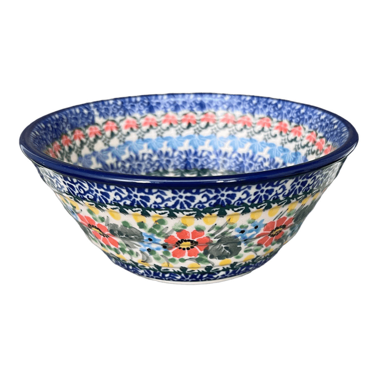 Bowl, Round, Ridged, 5.5" in "Hummingbird Bouquet" by Ceramika Artystyczna | A696-U3357